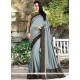 Grey Lace Work Shimmer Georgette Classic Designer Saree