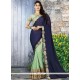 Net Navy Blue And Sea Green Designer Half N Half Saree