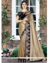 Black And Gold Patch Border Work Lycra Designer Saree