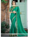 Faux Chiffon Sea Green Classic Designer Saree