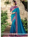 Embroidered Work Blue Traditional Saree