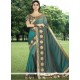 Teal Embroidered Work Traditional Saree