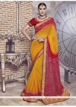 Faux Georgette Lace Work Printed Saree