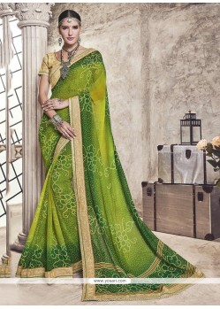 Green Printed Saree