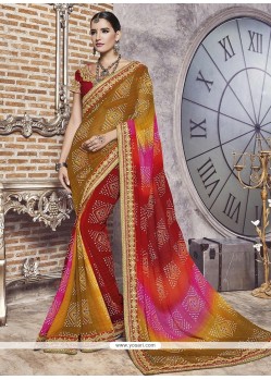 Faux Georgette Lace Work Printed Saree