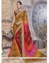 Faux Georgette Lace Work Printed Saree