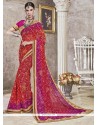 Multi Colour Lace Work Printed Saree