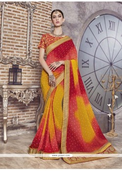 Multi Colour Faux Georgette Printed Saree