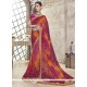 Faux Georgette Multi Colour Lace Work Printed Saree