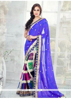 Faux Chiffon Patch Border Work Designer Half N Half Saree