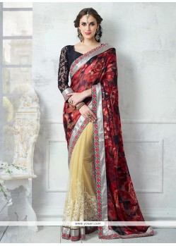 Brasso Patch Border Work Designer Half N Half Saree