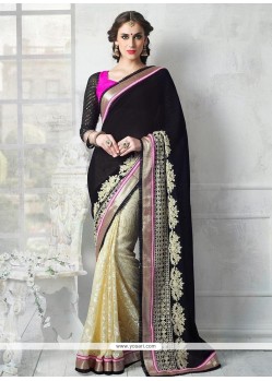 Faux Chiffon Embroidered Work Designer Half N Half Saree