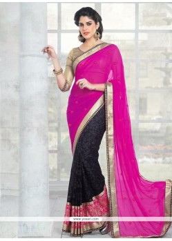 Brasso Patch Border Work Half N Half Designer Saree