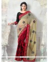 Faux Chiffon Multi Colour Embroidered Work Half N Half Saree