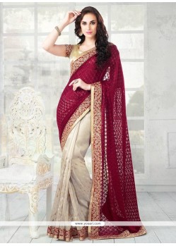 Patch Border Work Designer Half N Half Saree