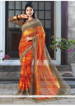 Print Work Faux Chiffon Casual Saree