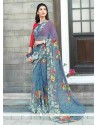 Faux Chiffon Print Work Casual Saree