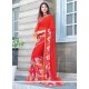 Faux Chiffon Red Casual Saree