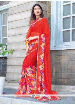 Faux Chiffon Red Casual Saree