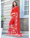 Faux Chiffon Red Casual Saree