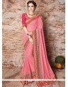 Rose Pink Faux Chiffon Classic Designer Saree