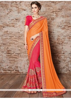 Faux Chiffon Patch Border Work Half N Half Saree