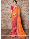 Faux Chiffon Patch Border Work Half N Half Saree