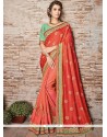 Art Silk Embroidered Work Designer Half N Half Saree