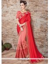 Faux Georgette Embroidered Work Half N Half Designer Saree