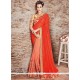 Faux Chiffon Orange And Peach Embroidered Work Half N Half Trendy Saree