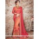 Peach And Pink Net Brasso Half N Half Saree