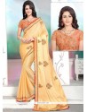 Peach Embroidered Work Classic Designer Saree