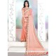 Peach Embroidered Work Faux Chiffon Classic Saree