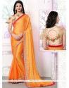 Orange Patch Border Work Saree