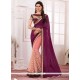 Net Pink And Wine Half N Half Designer Saree