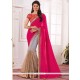 Grey And Hot Pink Half N Half Designer Saree