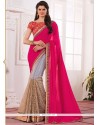 Grey And Hot Pink Half N Half Designer Saree