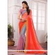 Grey And Orange Embroidered Work Designer Half N Half Saree