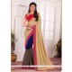 Beige And Navy Blue Half N Half Saree