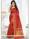 Red Weaving Work Art Silk Designer Traditional Saree