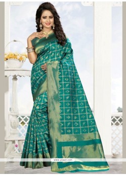 Art Silk Sea Green Traditional Designer Saree