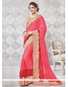 Faux Georgette Pink Saree