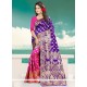 Banarasi Silk Blue And Rani Designer Traditional Saree