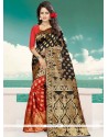 Banarasi Silk Black And Red Traditional Saree