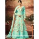 Blue Resham Work Art Silk Readymade Anarkali Suit