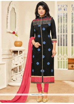 Black Resham Work Churidar Suit