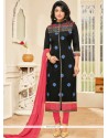 Black Resham Work Churidar Suit