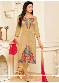 Embroidered Work Cotton Churidar Suit