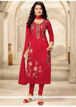 Red Churidar Designer Suit