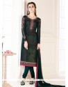 Green Resham Work Faux Georgette Churidar Designer Suit